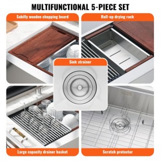 VEVOR Νεροχύτης Κουζίνας 30 από Ανοξείδωτο Ατσάλι με Αξεσουάρ NSSC... VEVOR Νεροχύτης Κουζίνας 30 από Ανοξείδωτο Ατσάλι με Αξεσουάρ NSSC...