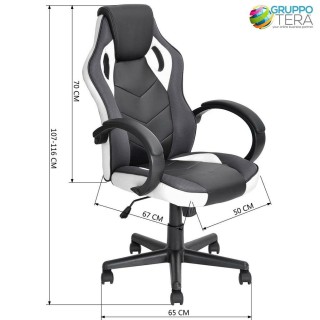 BAKAJI Καρέκλα Gaming Γραφείου Διευθυντική Περιστρεφόμενη Αγωνιστικ...