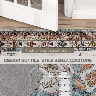 HOMCOM Χαλί Vintage Αντιολισθητικό και Πλενόμενο με Κοντό Πέλος για...