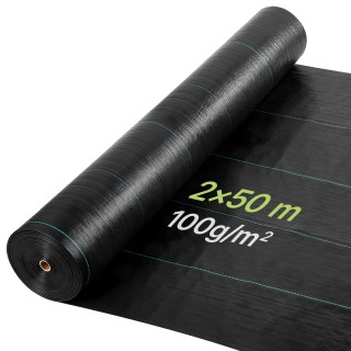 VEVOR Υφασμάτινο Φράγμα Ζιζανίων 2 x 50m (100g) Ενίσχυση Εδάφους γι...