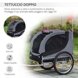 PawHut Bike Trailer για σκύλους μεσαίου μεγέθους με πλαϊνά παράθυρα...