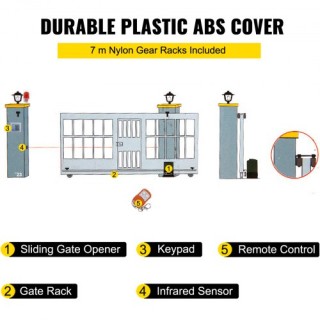 Αυτόματος Συρόμενος Γκαραζόπορτας VEVOR 1800 KG με 4 Τηλεχειριστήρι...