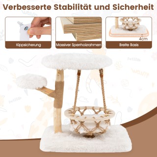 Costway Μοντέρνος Ξύλινος Ονυχοδρόμιο με Αιώρα και Sisal Στύλο για ...