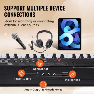 VEVOR 61 Πλήκτρα Ψηφιακού Πιάνου Φορητό Ηλεκτρικό με 200 Ήχους και ...