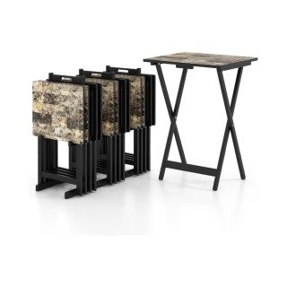 Costway  Σετ 4 πτυσσόμενα τραπέζια κήπου ανθεκτικά στις καιρικές συ...