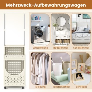 Costway Πτυσσόμενο Καλάθι Ρουχισμού με Ράβδο Κρεμάσματος & Ασφαλιζό...