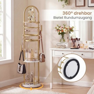 Costway Περιστρεφόμενη βάση κοσμημάτων 360° με θήκες για σκουλαρίκι...