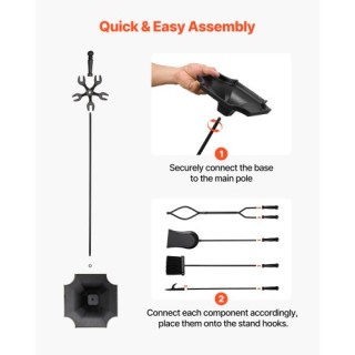 VEVOR Σετ Εργαλείων Τζακιού VEVOR, 5 Τεμαχίων με Βάση, 31.89 x 7.09...