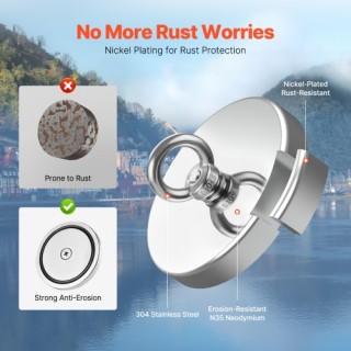 VEVOR Σετ Ισχυρού Μαγνήτη Ψαρέματος 1300 Λιβρών Μονής Όψης με Δύναμ...