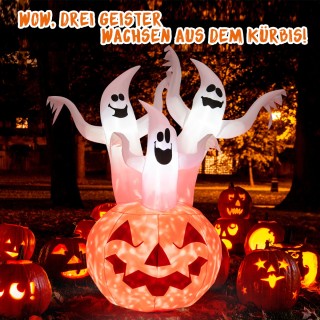 Costway  Φουσκωτά φαντάσματα Halloween με κολοκύθα για κήπο, Λευκό ...