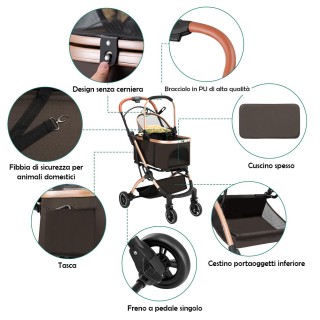 BAKAJI Καρότσι 2 σε 1 για Κατοικίδια Μετατρέψιμο Καφέ 02842636 BAKAJI Καρότσι 2 σε 1 για Κατοικίδια Μετατρέψιμο Καφέ 02842636