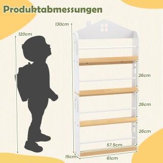 Costway Παιδική Βιβλιοθήκη σε Σχήμα Σπιτιού με Προστασία Κατά της Π...