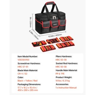 VEVOR 50-Piece Σετ Μονωμένων Κατσαβιδιών για Ηλεκτρολόγους 1000V JY... VEVOR 50-Piece Σετ Μονωμένων Κατσαβιδιών για Ηλεκτρολόγους 1000V JY...