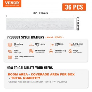 Αυτοκόλλητα Βινυλικά Πλακάκια Δαπέδου VEVOR 36 Τεμ 2.5mm Ανοιχτό Γκ... Αυτοκόλλητα Βινυλικά Πλακάκια Δαπέδου VEVOR 36 Τεμ 2.5mm Ανοιχτό Γκ...