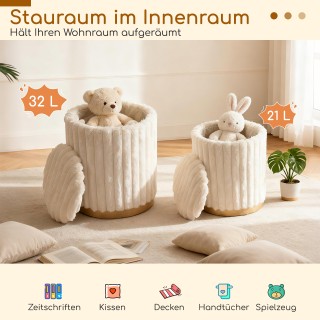 Costway Σετ 2 τμχ Μοντέρνων Σκαμπό με Αποσπώμενα Καπάκια Χρώμα Μπεζ...