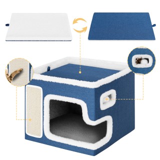 BAKAJI Γατόσπιτο Μπλε με Ονυχοδρόμιο 42x42x33 εκ. 02842222