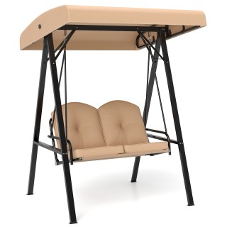 Costway  Διθέσια Κούνια Κήπου με Σκίαστρο & Μεταλλικό Πλαίσιο, Ικαν...