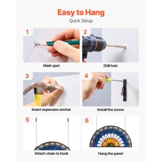 VEVOR Τζάμι Βιτρώ Τύπου Tiffany με Αλυσίδα 36 x 18 Ίντσες BYXCSBLBB...