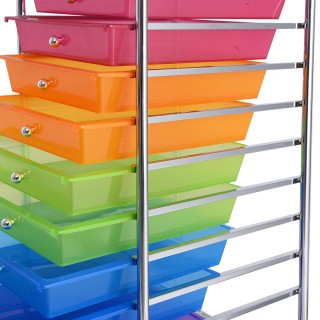 Costway  Πολυλειτουργικό Καρότσι Αποθήκευσης με 10 Συρτάρια και Μετ...