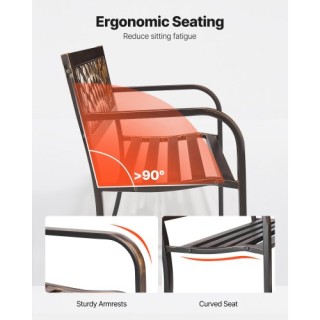 VEVOR Παγκάκι Εξωτερικού Χώρου 116 εκ. με Μεταλλικό Σκελετό και Πλά...