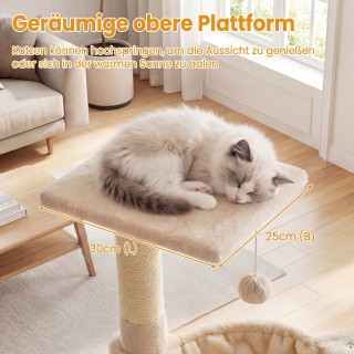 Costway Γατόδεντρο 64 εκ. με πλατφόρμες, αιώρα, μπάλα και στύλους α...