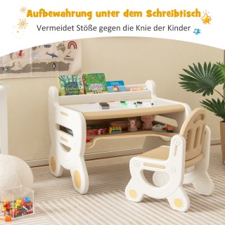 Costway Παιδικό Σετ Τραπεζιού με Ρυθμιζόμενη Επιφάνεια Σχεδίασης Κα...