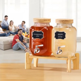 VEVOR Γυάλινος Διανεμητής Ποτών 3.8L με Βάση 2 Τεμάχια για Πάρτι YL...