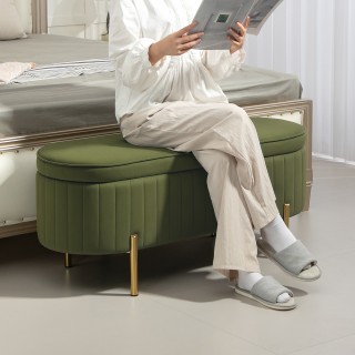 HOMCOM  Πάγκος Οβάλ Δοχείο 72L με Ανασηκώμενο Καπάκι, από Ύφασμα Βε...