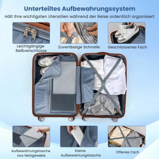 Costway Σετ 3 Σκληρών Βαλιτσών με Κλειδαριά TSA, Τηλεσκοπική Λαβή Α...