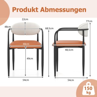 Costway  Σετ 2 Καρέκλες Τραπεζαρίας με Μαξιλαρωτό Κάθισμα & Πλάτη  ...