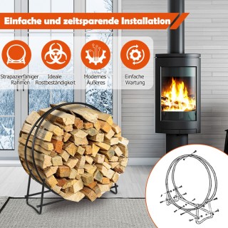 Costway ράφι αποθήκευσης καυσόξυλων κυκλικού σωλήνα για τζάκι, εύκο... Costway ράφι αποθήκευσης καυσόξυλων κυκλικού σωλήνα για τζάκι, εύκο...