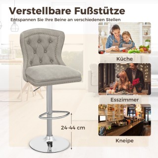 Costway Περιστρεφόμενα Σκαμπό Μπαρ με Ρυθμιζόμενο Ύψος και Ολλανδικ...