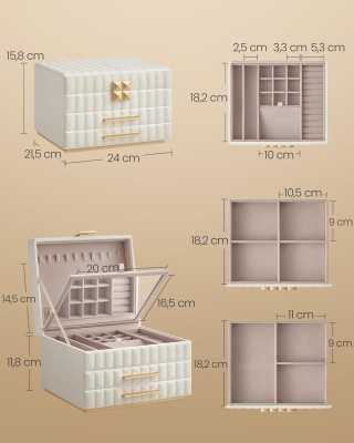 Κοσμηματοθήκη 3 Επιπέδων με Καθρέφτη 21,5 x 24 x 15,8 cm Λευκό SONG...