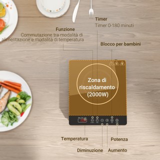 HOMCOM Επαγωγική Εστία με Ρυθμιζόμενη Ισχύ και Θερμοκρασία, 31x27x4...