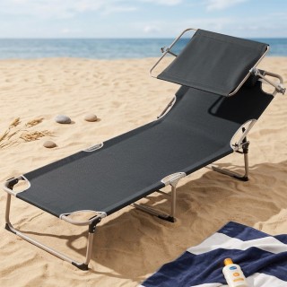 BAKAJI Πτυσσόμενη Ξαπλώστρα Παραλίας με Ρυθμιζόμενη Πλάτη και Σκίασ...