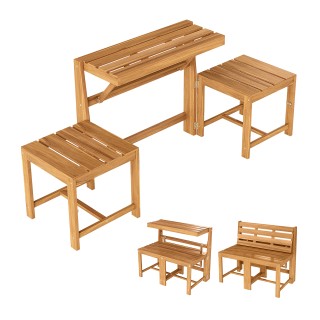 Costway Ξύλινο παγκάκι κήπου 2 σε 1 από ακακία με τραπεζάκι, 2 θέσε... Costway Ξύλινο παγκάκι κήπου 2 σε 1 από ακακία με τραπεζάκι, 2 θέσε...