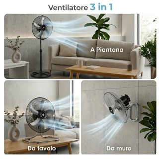 BAKAJI Ανεμιστήρας Manila 3 σε 1 με Ατσάλινες Πτέρυγες, Περιστρεφόμ...