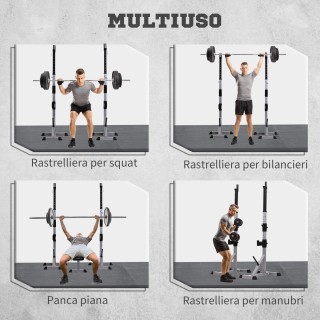 HOMCOM Σετ 2 Υποστηρίγματα Μπάρας από Ατσάλι με 3 Γάντζους, Ρυθμιζ... HOMCOM Σετ 2 Υποστηρίγματα Μπάρας από Ατσάλι με 3 Γάντζους, Ρυθμιζ...