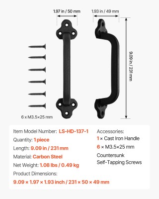VEVOR Χερούλι Ρουστίκ 9 για Πόρτα Στάβλου ή Κήπου DKXZLMBS9INCU5LTZ... VEVOR Χερούλι Ρουστίκ 9 για Πόρτα Στάβλου ή Κήπου DKXZLMBS9INCU5LTZ...