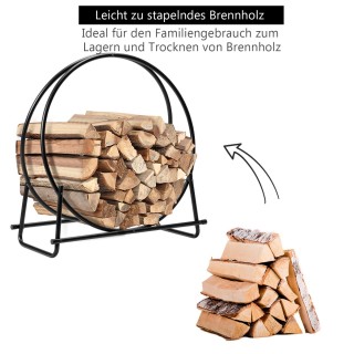 Costway Μεταλλική Ραφιέρα Αποθήκευσης Καυσόξυλων 76,5 x 36 x 82 cm ...