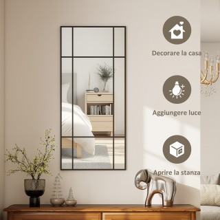 HOMCOM Καθρέπτης Τοίχου Στιλ Παράθυρο με Κατακόρυφη και Οριζόντια Τ...