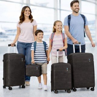 PROVITERA Σετ 3+1 Σκληρές Βαλίτσες με Beauty Case Τρόλεϊ Μαύρο με Ρ...