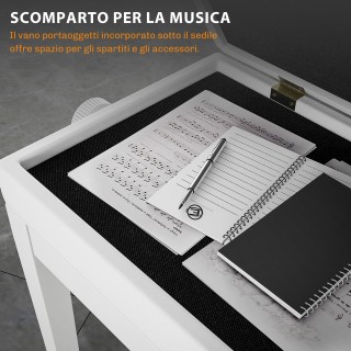 HOMCOM Ρυθμιζόμενο Σκαμπό Πιάνου με Χώρο Αποθήκευσης και Μαλακή Καθ...