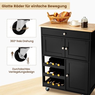 Costway Κουζινοκαρότσι με Ξύλινη Επιφάνεια και Συρτάρι 67 x 37 x 86...