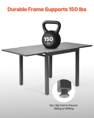 VEVOR Επεκτεινόμενο Εξωτερικό Τραπέζι Φαγητού 80-160cm – Γκρι Σκούρ...