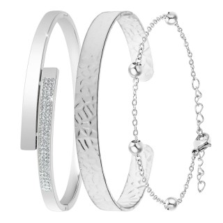 So Charm Σετ 3 Βραχιόλια διακοσμημένα με Κρύσταλλα Swarovski, Ασημί... So Charm Σετ 3 Βραχιόλια διακοσμημένα με Κρύσταλλα Swarovski, Ασημί...