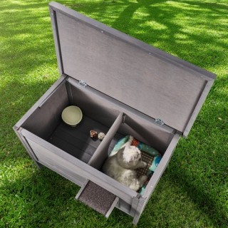 Ξύλινο Σπίτι Γάτας VEVOR με Στέγη & Πόρτες PVC  XJSMZMBHSDCS0RYZXV0