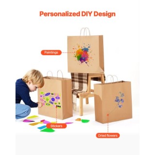 VEVOR Τσάντες Χάρτινες με Χερούλια 100τμχ 18x7x19 μαύρες ZZGWDHTS18...