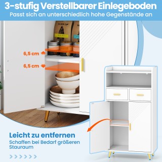 Costway Λευκός Πολυχρηστικός Ντουλάπι με Διπλή Πόρτα και Συρτάρια J...