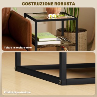 HOMCOM  Σετ 2 Τραπεζάκια Καθιστικού με 3 Επίπεδα από Ξύλο και Μέταλ...